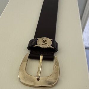 Michael Kors Dark Brown Belt with Gold Accent